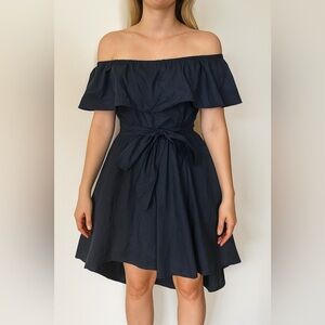 Saks Fifth Avenue Elegant Navy Off-Shoulder Dress